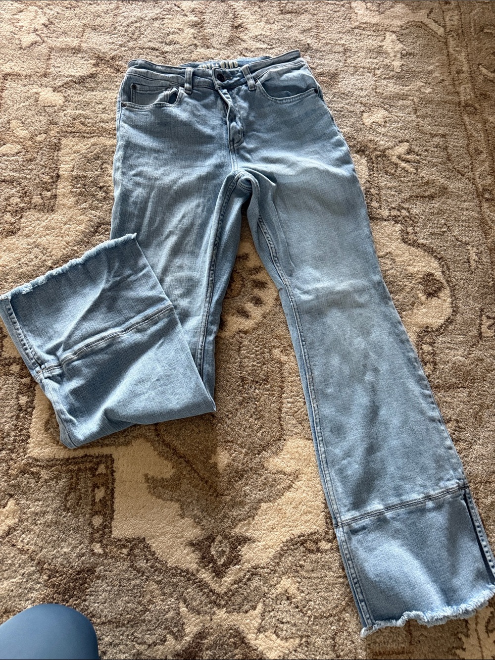 Idyllwind Light Blue Flare Jeans with Frayed Hem
